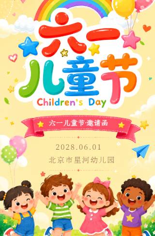 六一儿童节幼儿园活动电子请柬6.1儿童节电子请柬