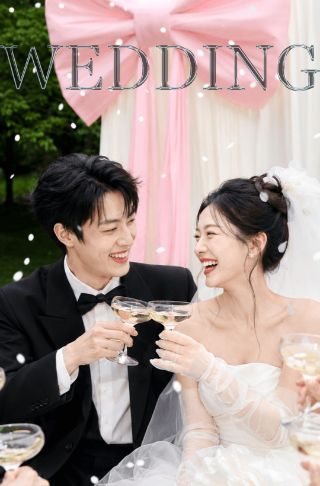 简约水上玻璃婚礼邀请函海报