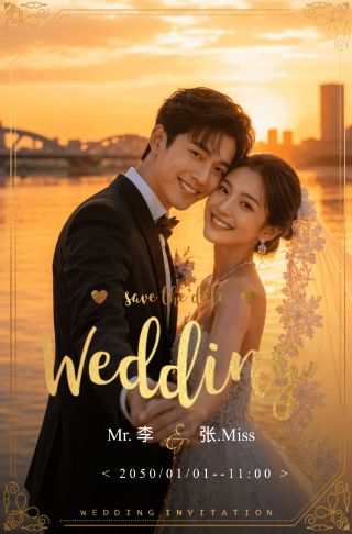 高端韩式婚礼请柬电子请柬