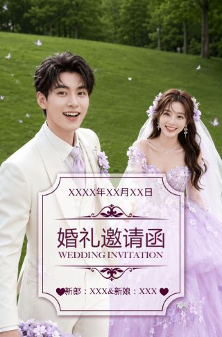 简约欧式大气婚礼电子请柬