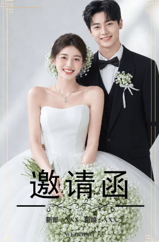 粉色地中海婚礼请柬电子请柬