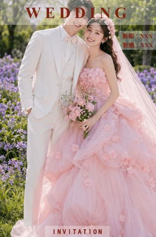 粉色系婚礼婚宴电子请柬