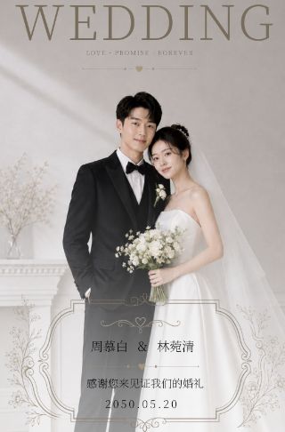 韩式唯美婚礼请柬电子请柬