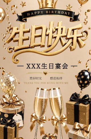 生日快乐大人生日宴会邀请函邀请函