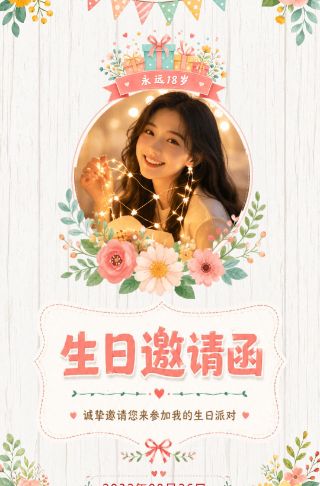 永远18岁电子请柬生日请柬邀请函