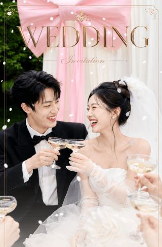 简约水上玻璃婚礼邀请函海报