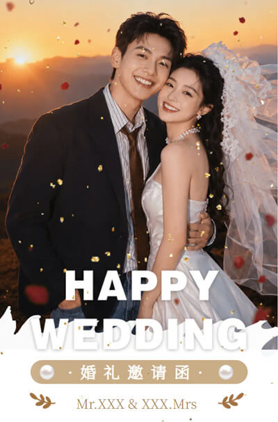 韩式唯美时尚轻奢婚礼邀请函婚礼请柬