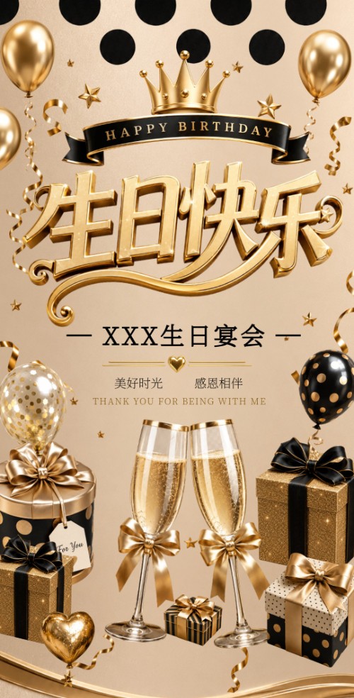 生日快乐大人生日宴会邀请函
