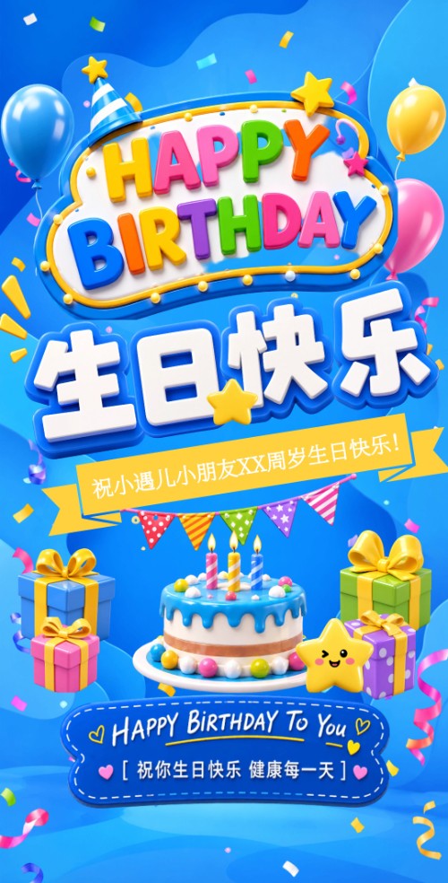 十岁萌宝小孩成长相册邀请函