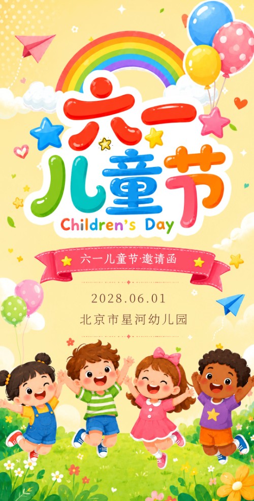 六一儿童节幼儿园活动电子请柬6.1儿童节电子请柬