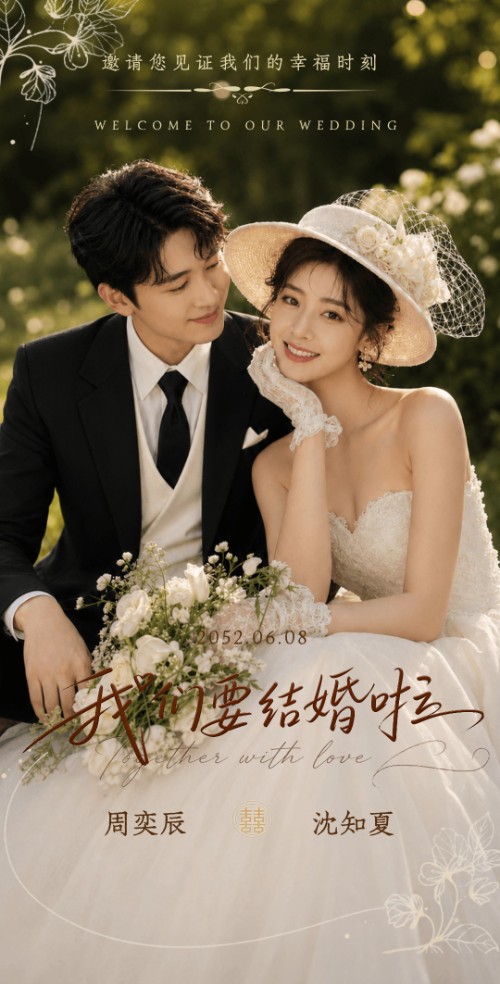 高级感森系浪漫婚礼邀请函
