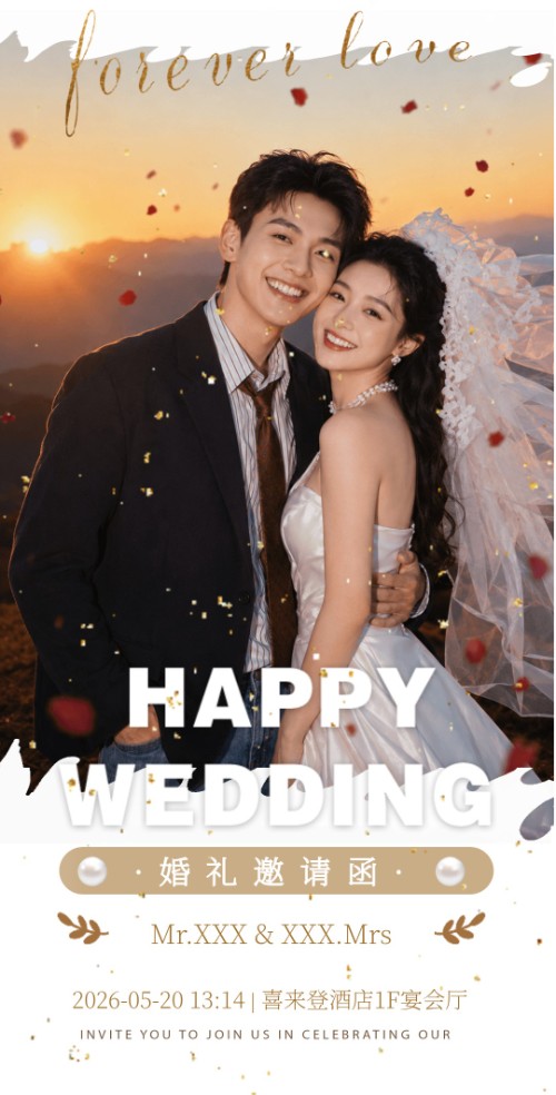 韩式唯美时尚轻奢婚礼邀请函婚礼请柬