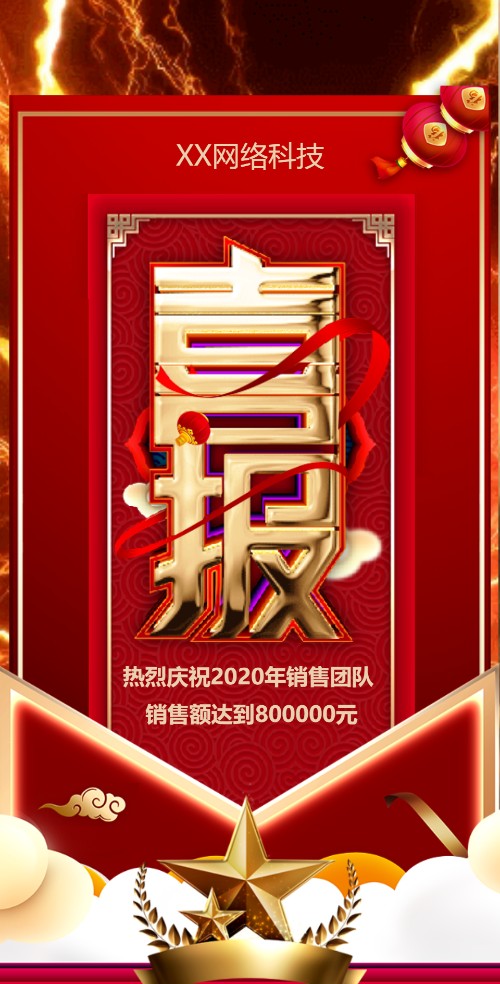 公司年终业绩喜报销售冠军喜报