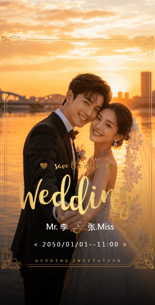 高端韩式婚礼请柬电子请柬
