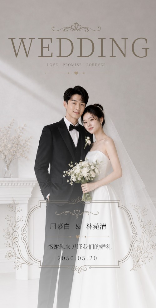 韩式唯美婚礼请柬电子请柬邀请函