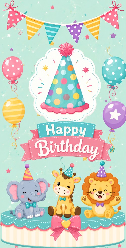蓝色可爱小孩生日电子请柬