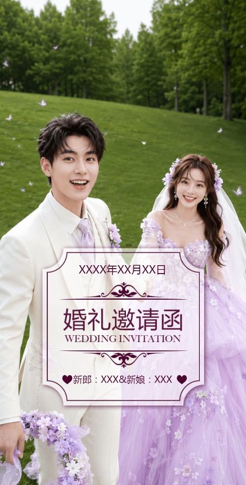 简约欧式大气婚礼电子请柬