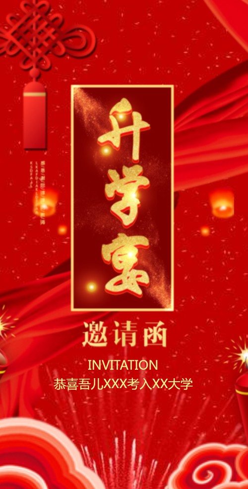 升学宴谢师宴电子请柬大学升学毕业聚会电子请邀请函
