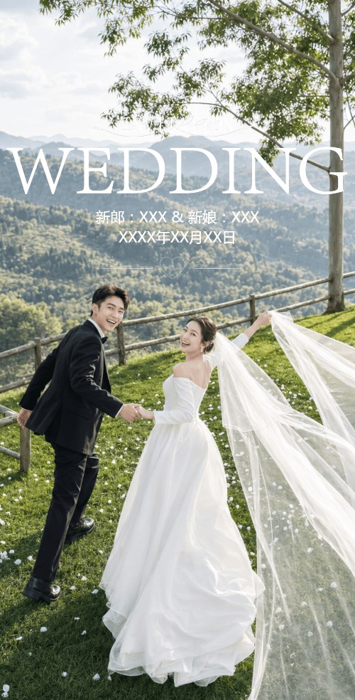 清新简约婚礼电子请柬邀请函