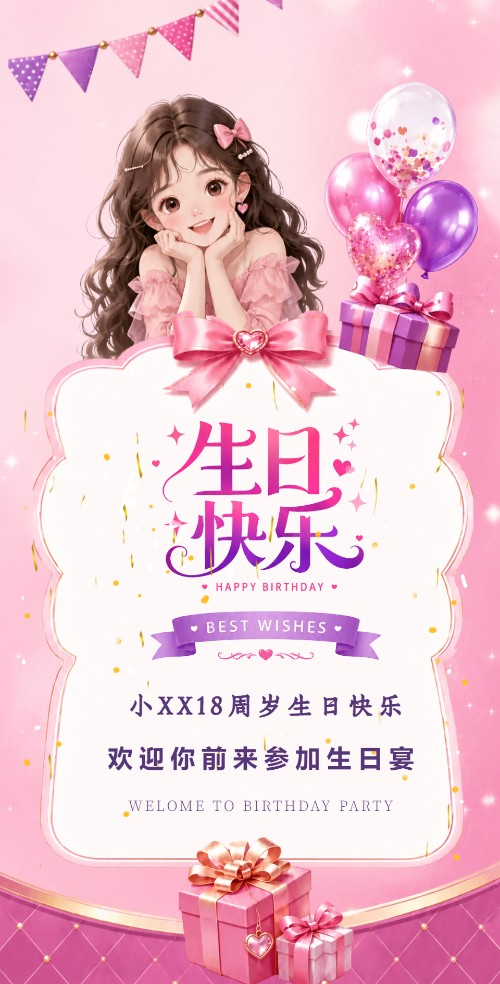 小仙女生日邀请函/女朋友生日祝福相册