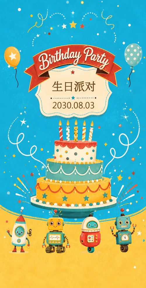 小布丁宝宝百日宴会生日请柬电子请柬邀请函